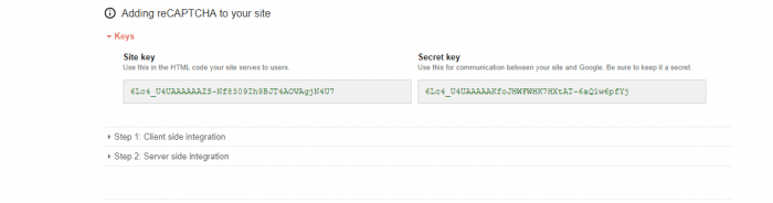 site key and secret key