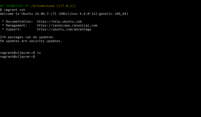 vagrant ssh