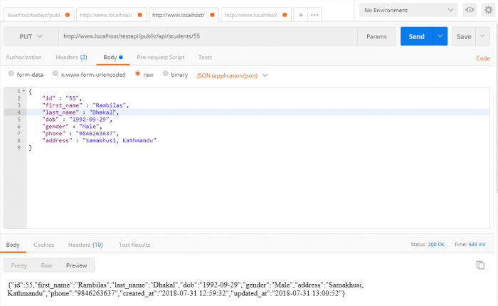 update request - How to build an robust REST API using API resources in Laravel 5