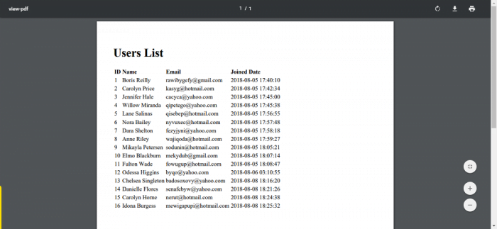Export data to PDF file using laravel-dompdf in Laravel 5 stream