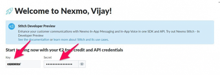 Send SMS to mobile using Laravel 5 notification nexmo credentials