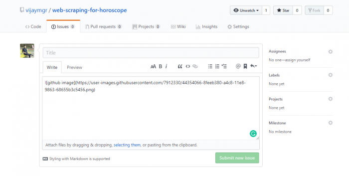How to insert image in README file on github